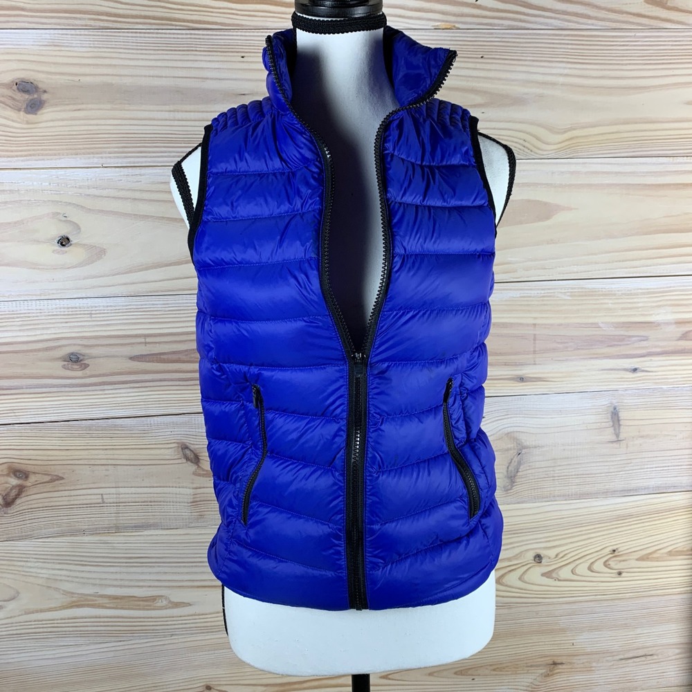 Fabletics Puffer Vest Women XS Royal Blue Down Fill Quilted Full Zip‎ Activewear